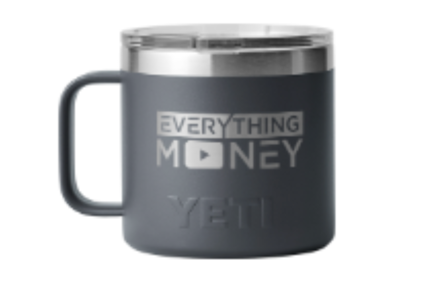 Everything Money RAMBLER® 14 OZ STACKABLE MUG by YETI® (Charcoal)